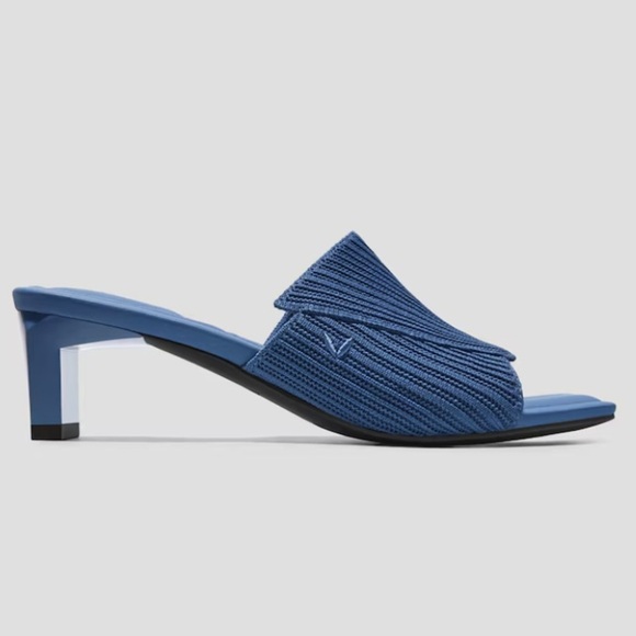 Vivaia 37.5 Square-Toe Block Heel Sandals in Vintage Blue - Picture 4 of 12